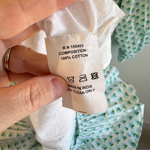 Elizabeth Wilson‎ Tassel Trim Puff Sleeve Midi Dress Blue Green Large - Picture 6 of 6